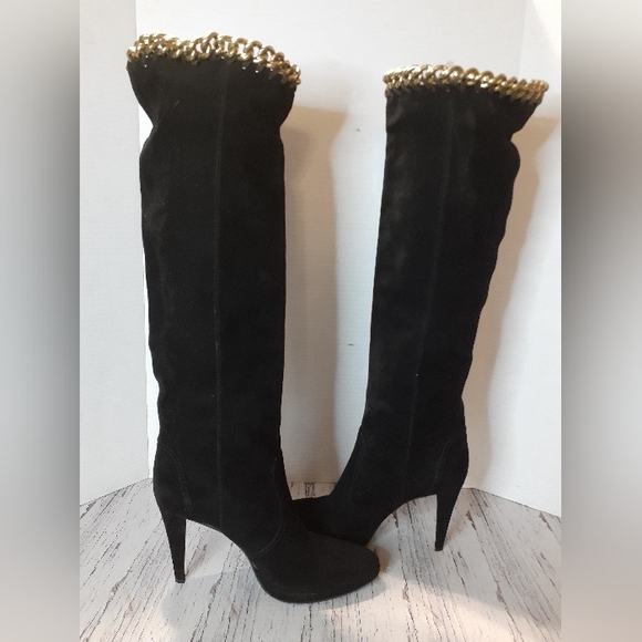 Sergio Rossi Chain Suede Boots - Picture 4 of 11